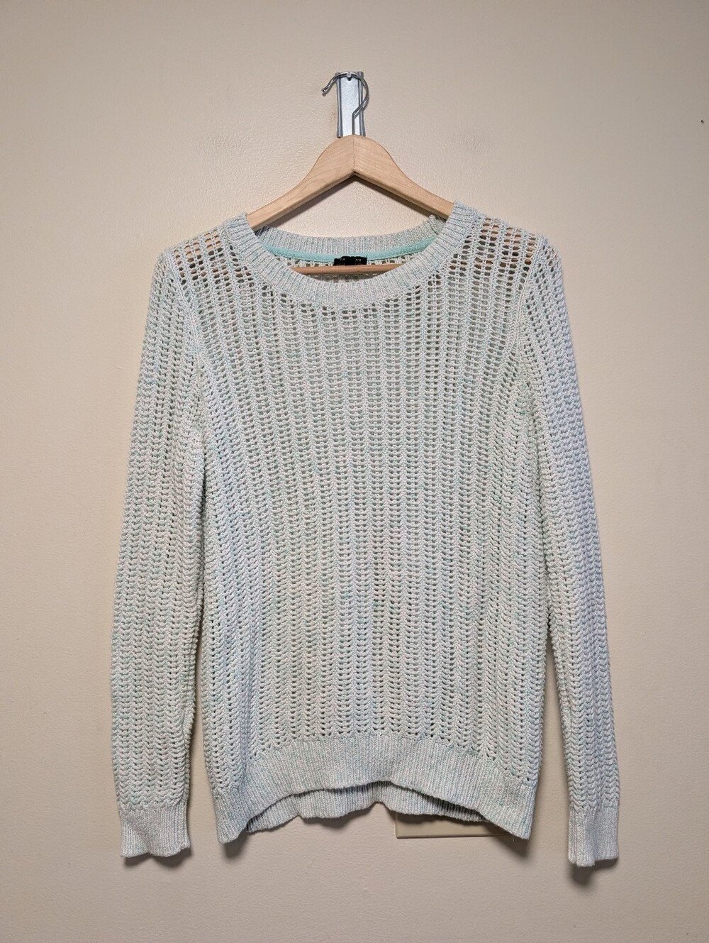 Talbots Women’s Medium Light Blue 100% Cotton Open Knit Sweater Coastal